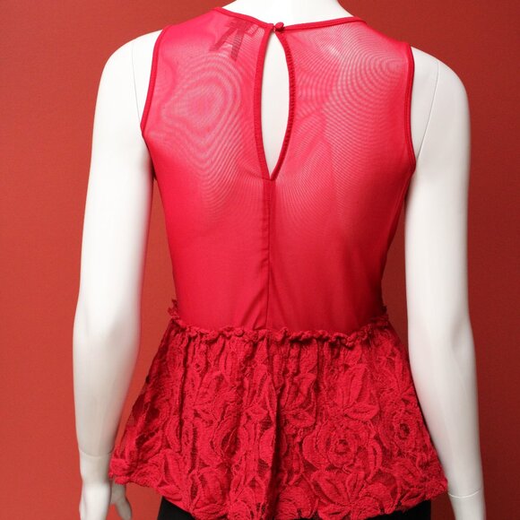 Dynamite Red Lace Peplum Blouse - Picture 8 of 13